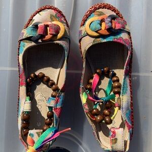 Colorful Women's Shoes with Wooden Accents
